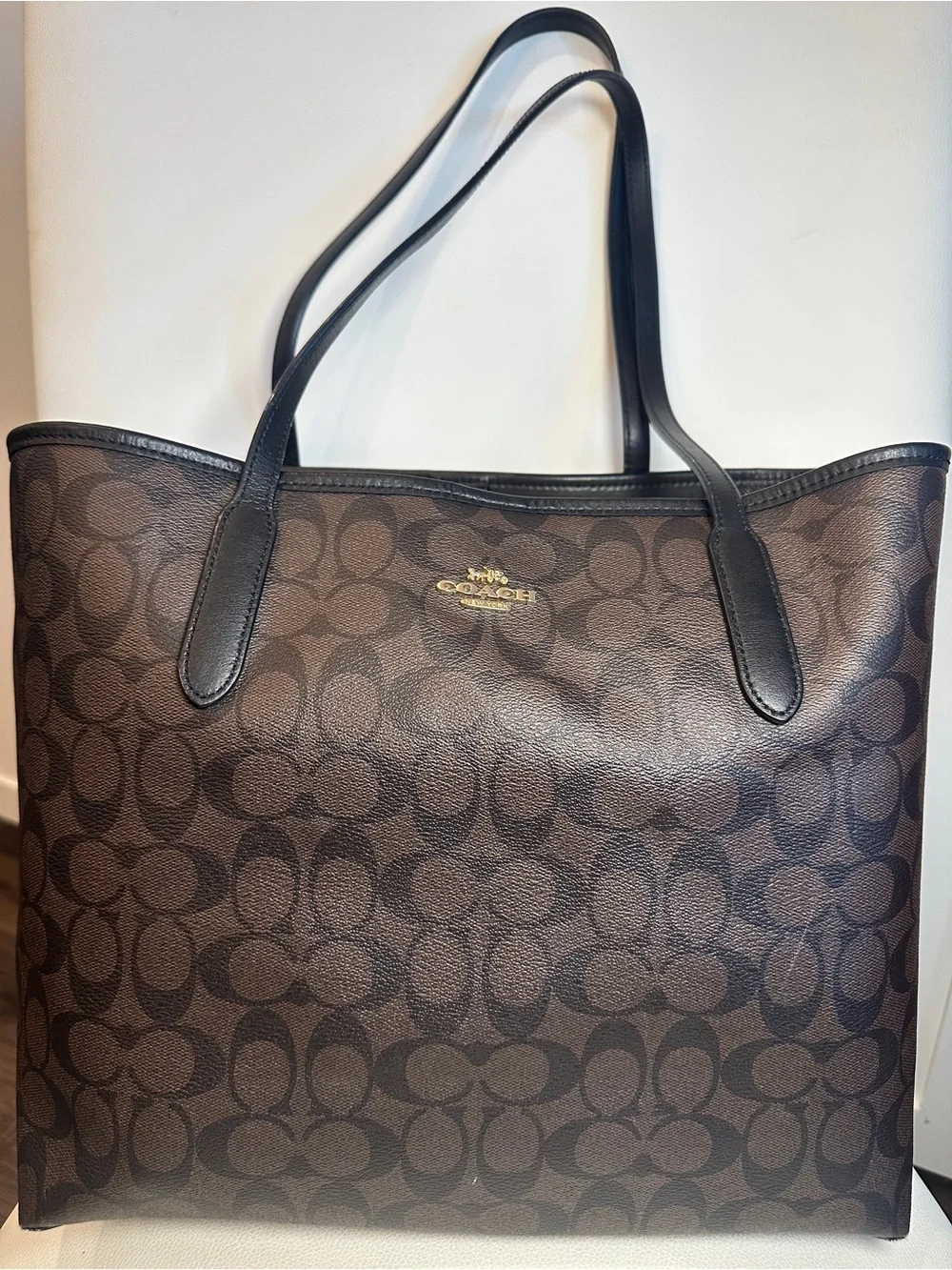 COACH Brown Signature Canvas Tote Bag